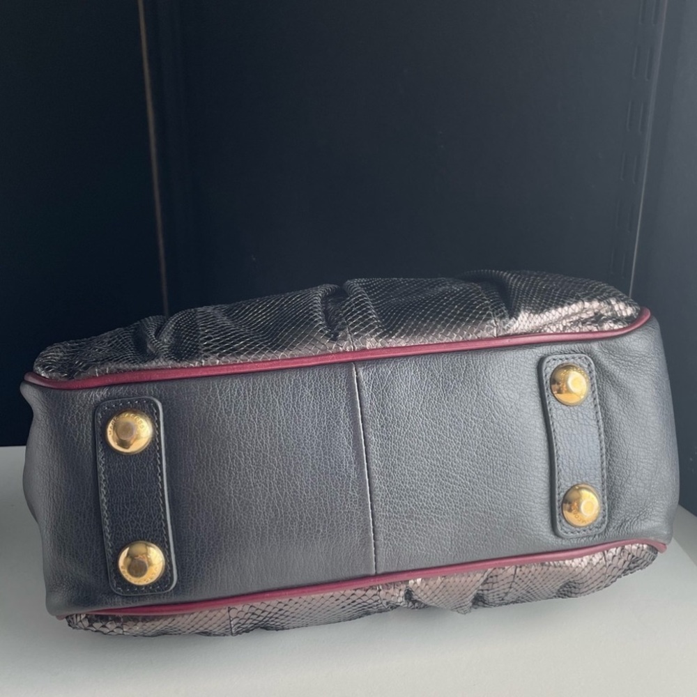 Vintage Marc Jacobs Leather & Snake Skin Python Stam Kiss lock Bag Silver Italy - Picture 10 of 16
